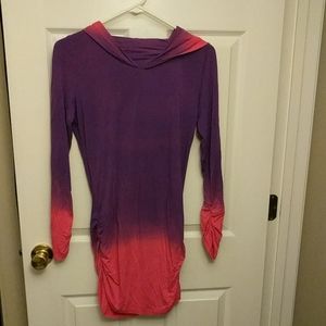 NWOT Purple and Pink Ombre Hooded Tunic (S)